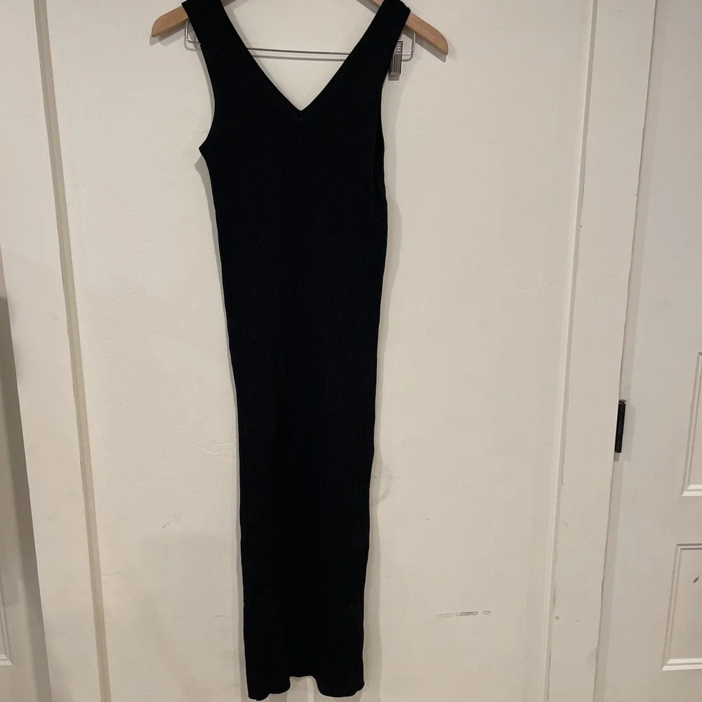 Edited Remi Bader Black Ribbed Tank Dress XL NWT Midi Bodycon Stretch Minimalist - Picture 3 of 10